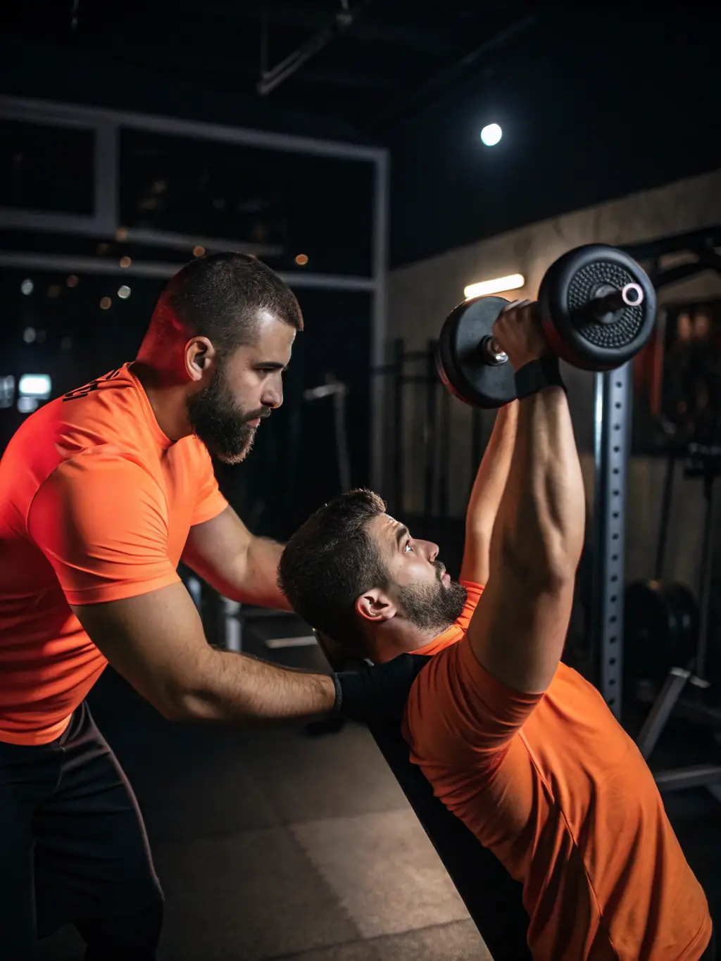 A dedicated personal trainer working closely with a client, providing real-time feedback and adjustments during a strength training session at Silverback Savage Training and Nutrition.